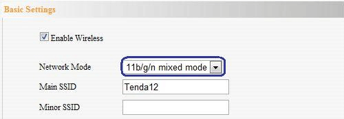 Tenda Basic Settings Options